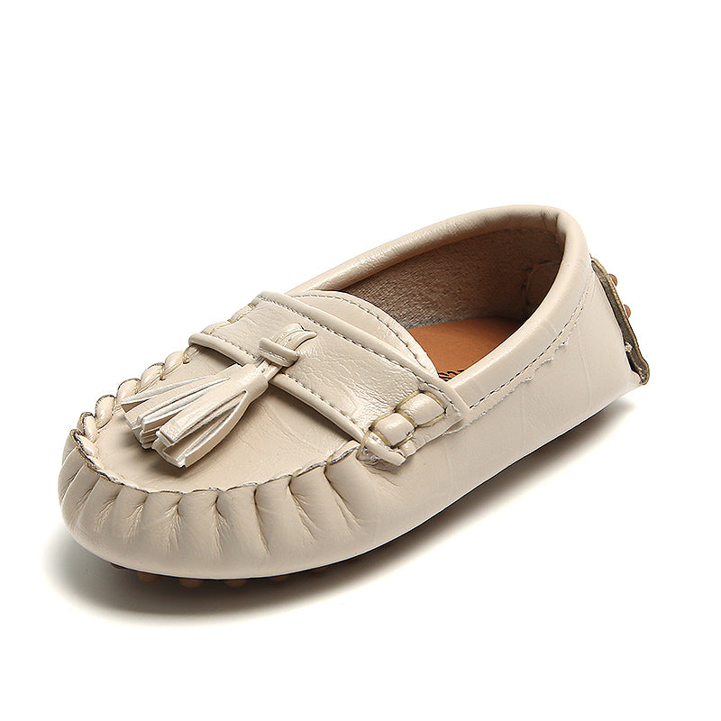 Beige loafers med tofsar för barn