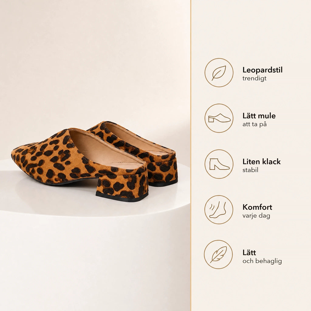 Leopardmules med fyrkantig klack, leopardmönster, bild 4