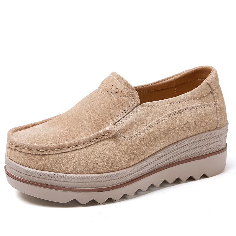 Ortopediska beige plattformsmokasiner