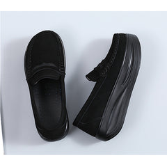 Ortopediska loafers med rem och tjock sula, Brun