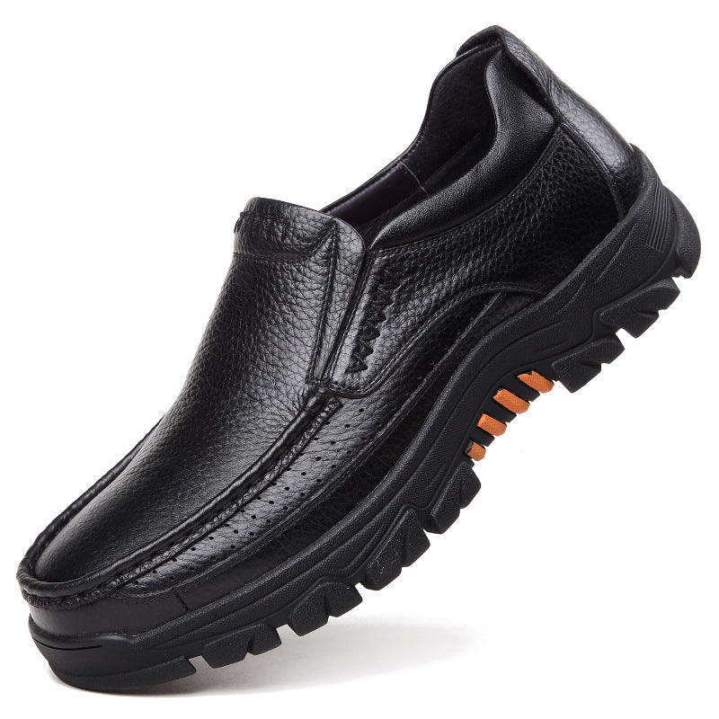 Ortopediska svarta loafers i mjukt koläder för herrar