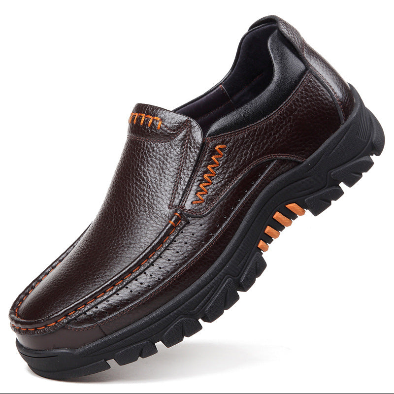 Ortopediska bruna loafers i mjukt koläder för herrar