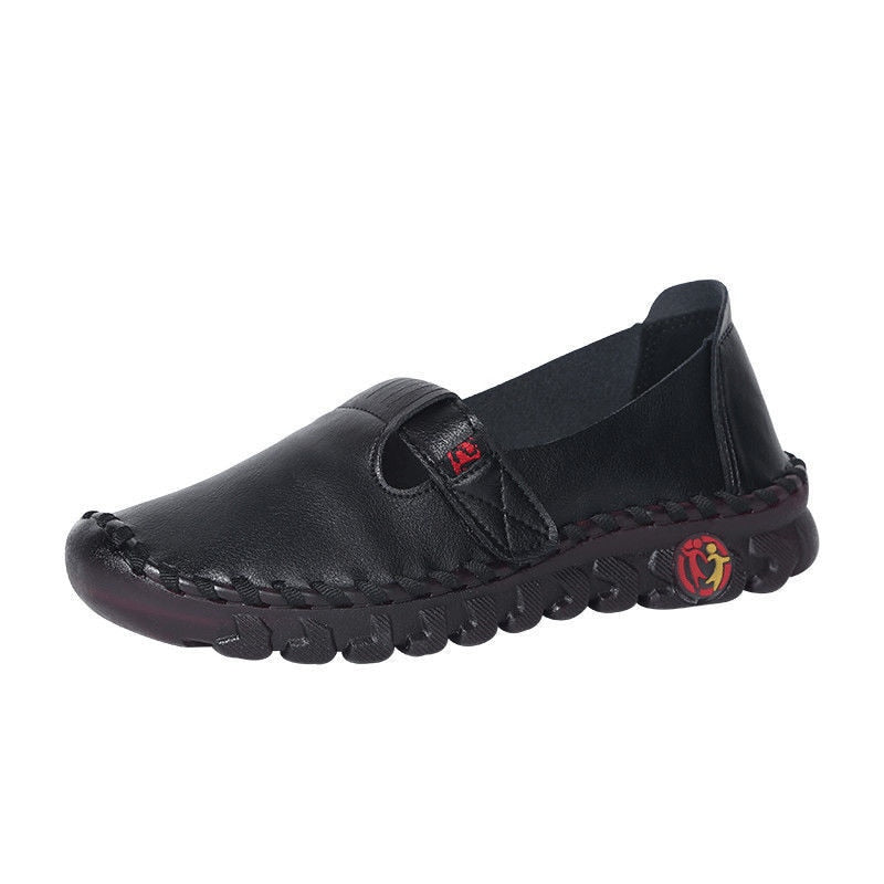 Ortopediska svarta loafers i syntetläder i ballerinastil för kvinnor
