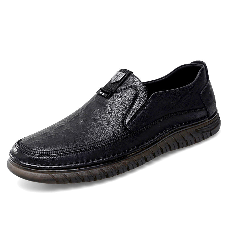 Ortopediska svart slip-on loafers för herrar
