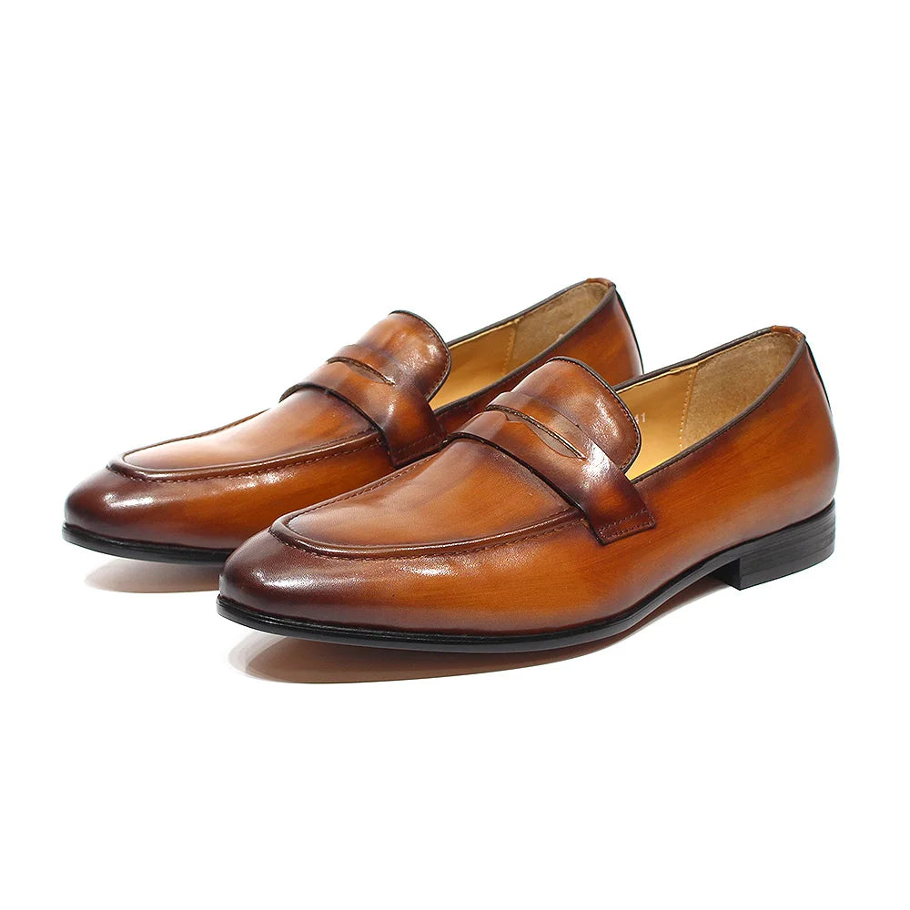 Penny loafers herr i cognacfärgat läder