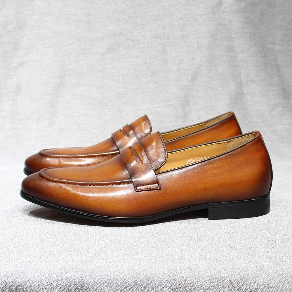 Penny loafers herr i svart läder