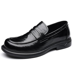 Penny loafers herr i kluvet läder med tjock sula, Svart