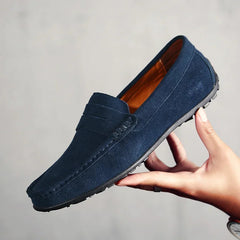 Penny loafers för herr med räfflad sula, Midnattsblå