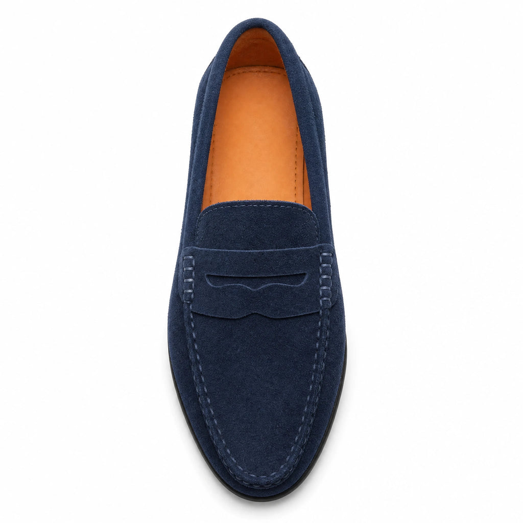 Penny loafers för herr i mocka med räfflad sula, svart, bild 6