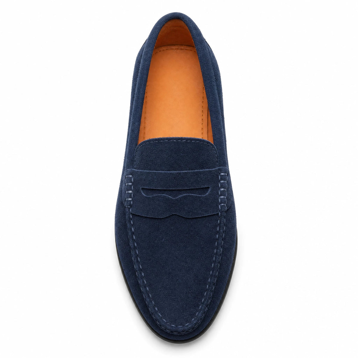 Penny loafers för herr i mocka med räfflad sula, svart, bild 6 Bild