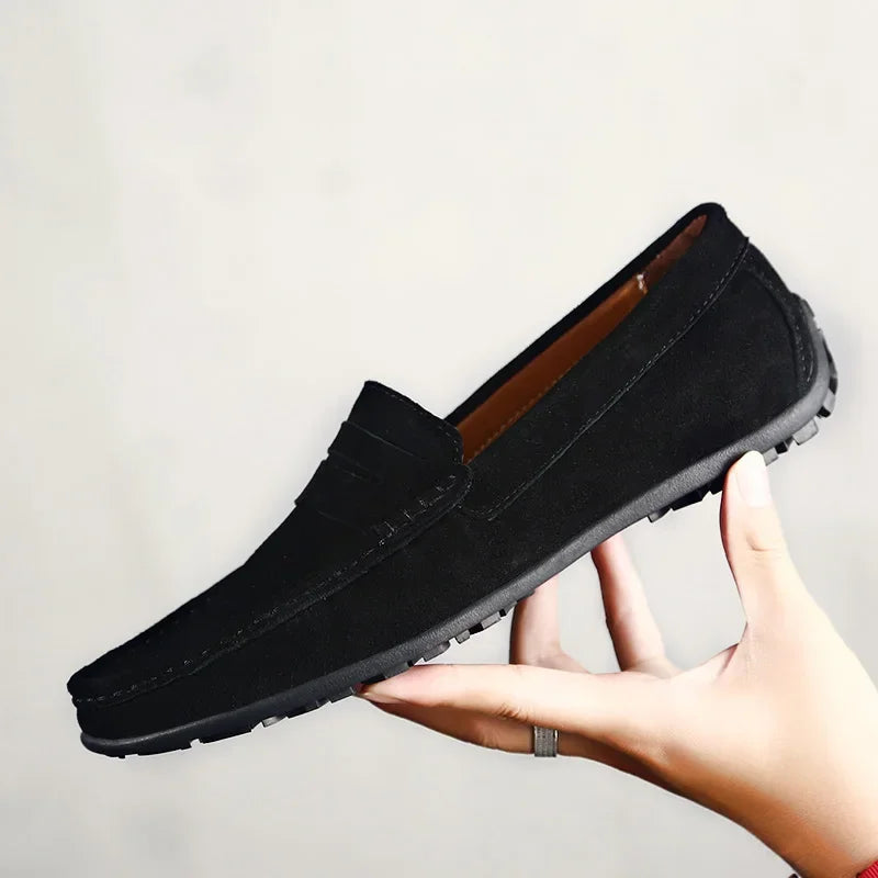 Penny loafers för herr i mocka med räfflad sula, brun, bild 7
