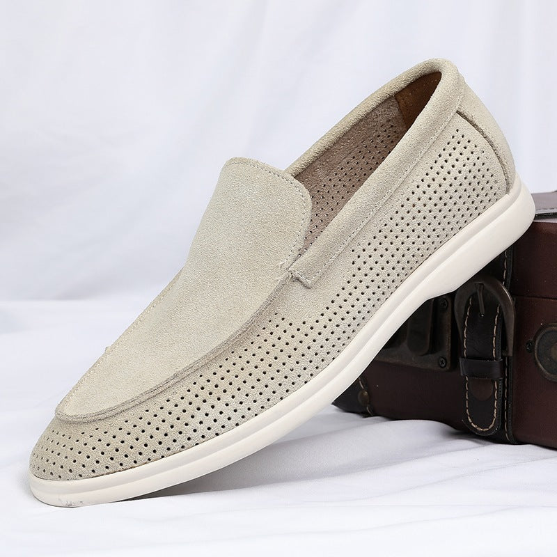 Perforerade loafers för herr, svarta, beige eller gröna, svart