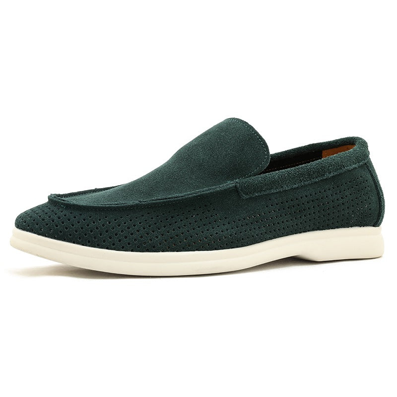 Perforerade loafers för herr, svarta, beige eller gröna, beige
