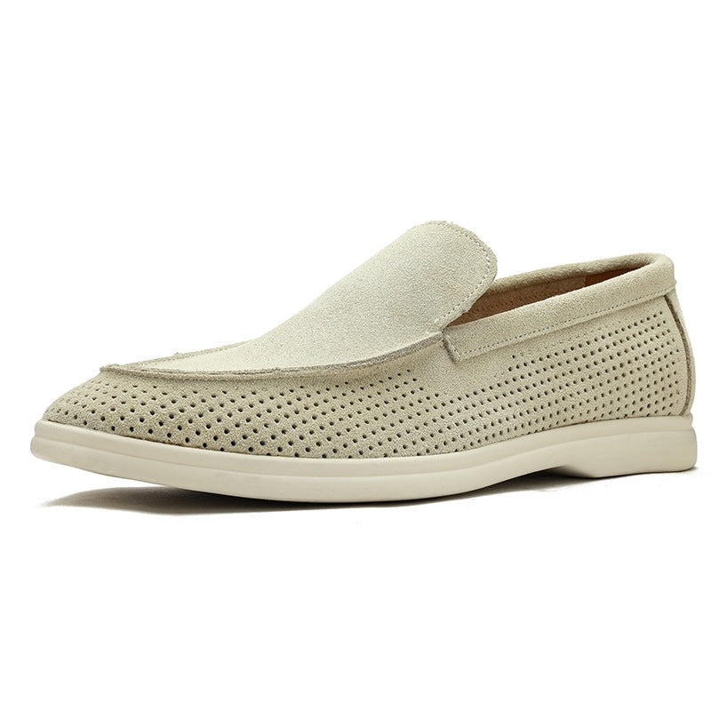 Perforerade loafers för herr, svarta, beige eller gröna, svart