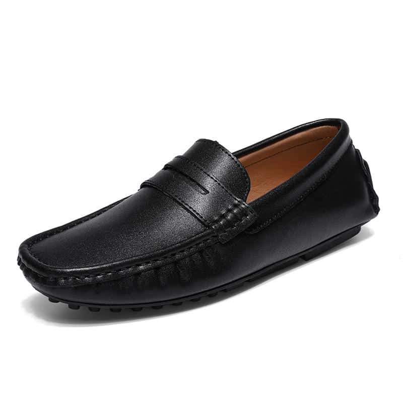 Platta svarta loafers i konstläder för herrar