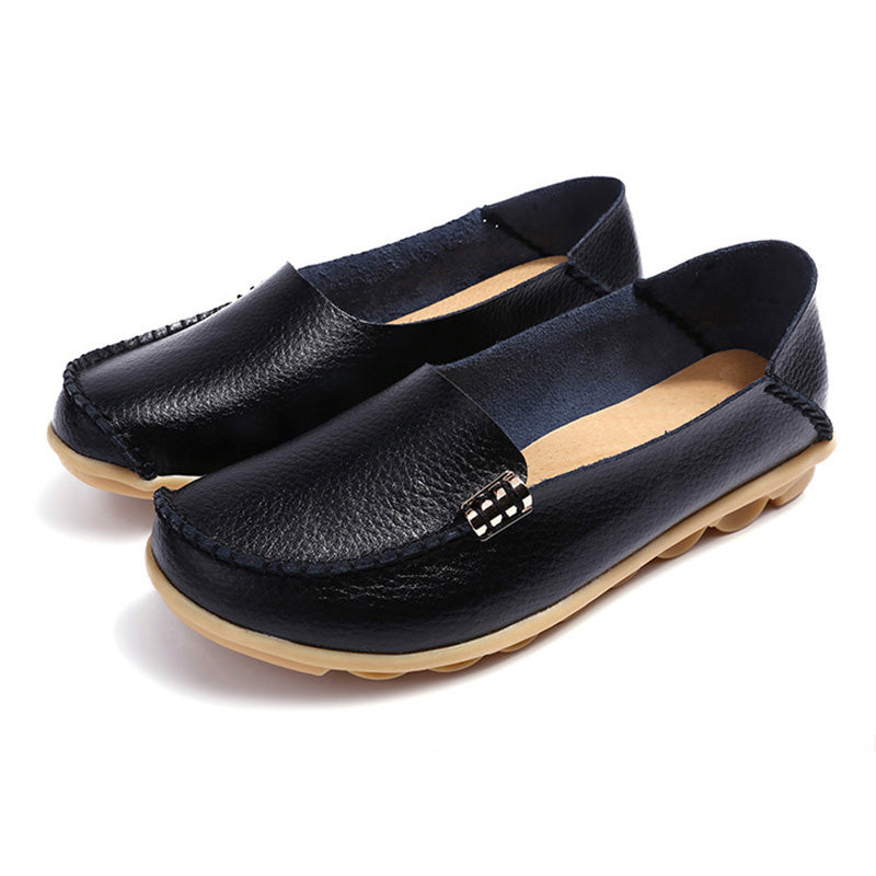 Platta svarta loafers i olika färger för dam