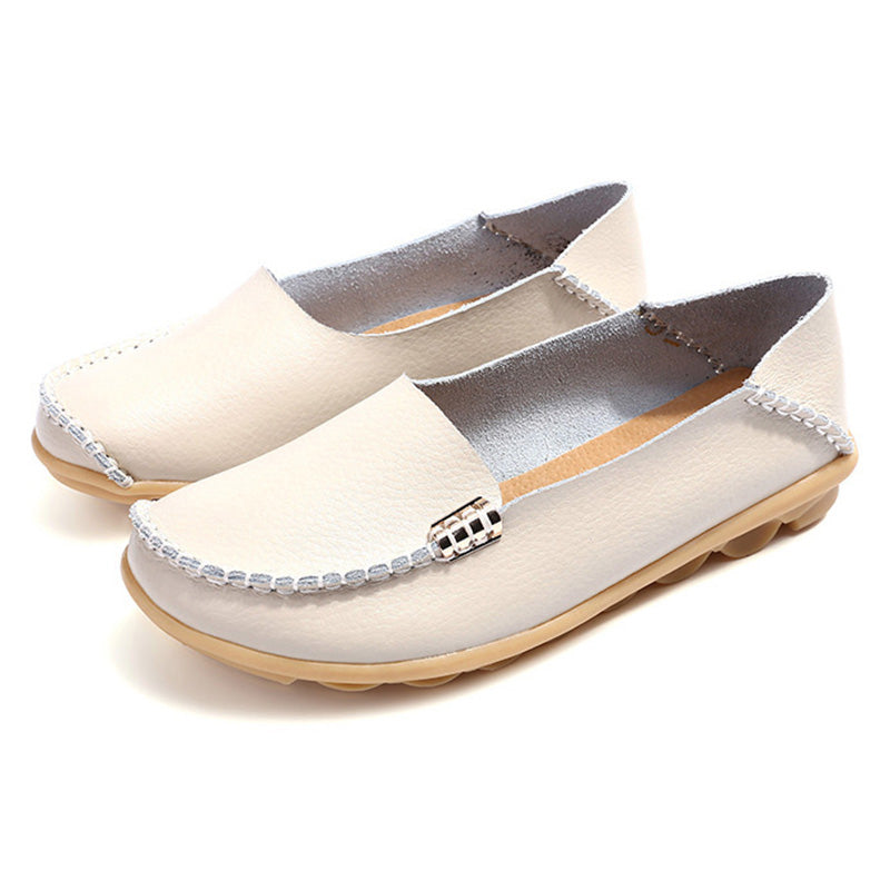 Platta vita loafers i olika färger för dam