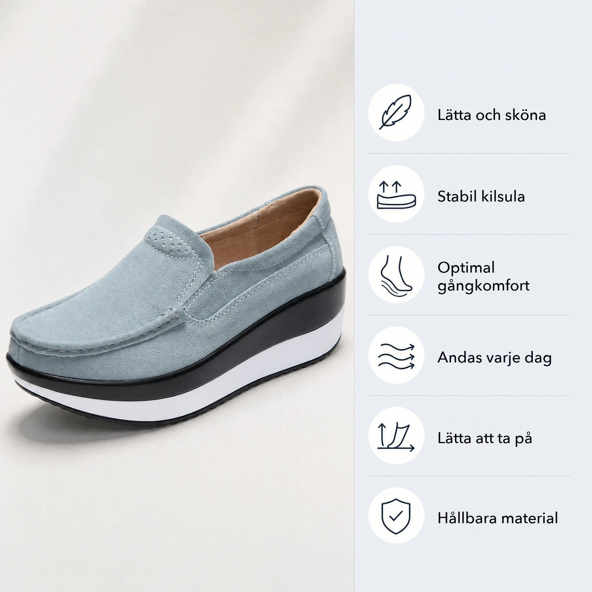 Gröna plattformsloafers i mocka