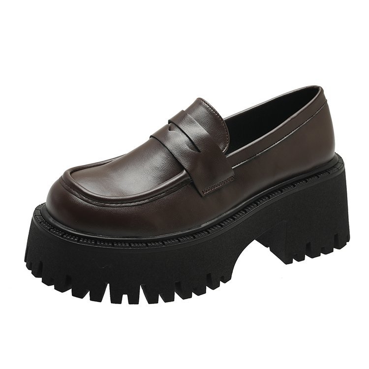 Bruna loafers med platå i läder för kvinnor, bild 3 av 3