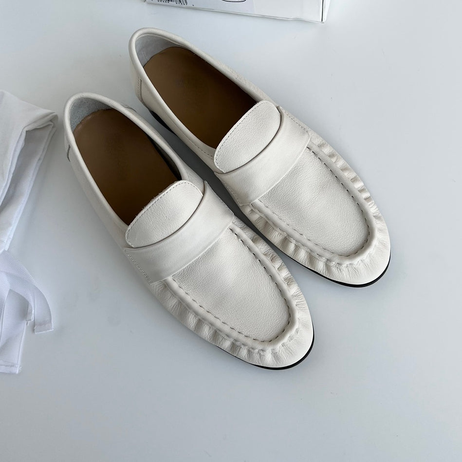 Retro loafers i mjukt läder med klackblock för kvinnor, bild 3 av 9