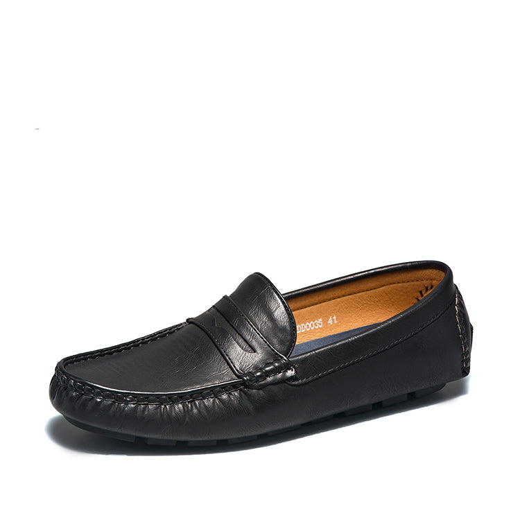 Eleganta svarta loafers för herrar – bekväma skor i syntetläder