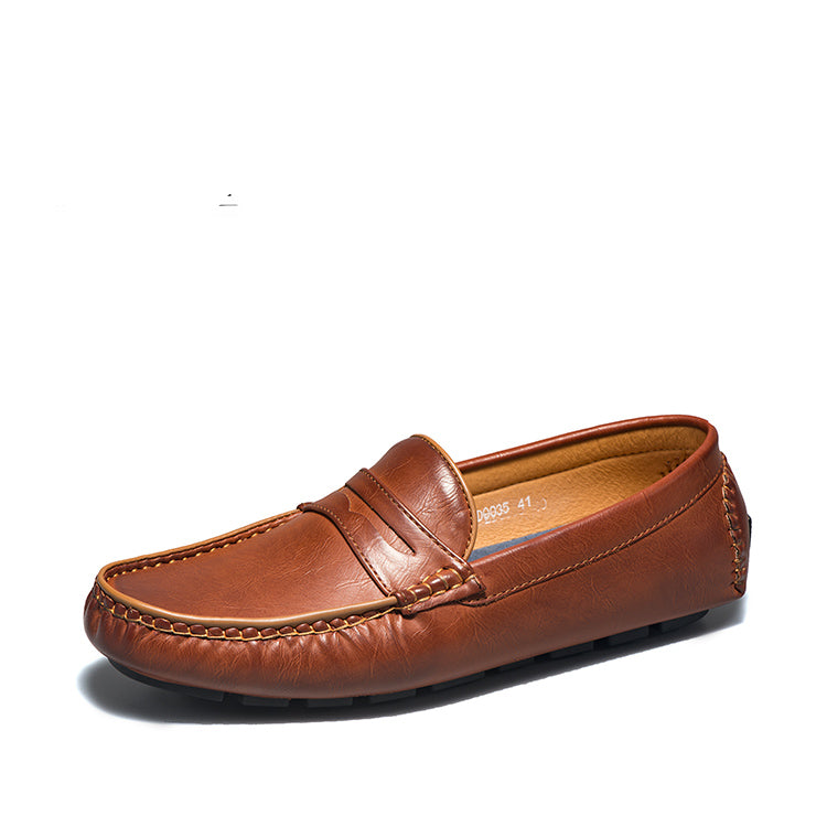 Eleganta bruna loafers för herrar – bekväma skor i syntetläder
