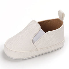 Enkla slip-on-loafers i syntetläder för baby, Vit