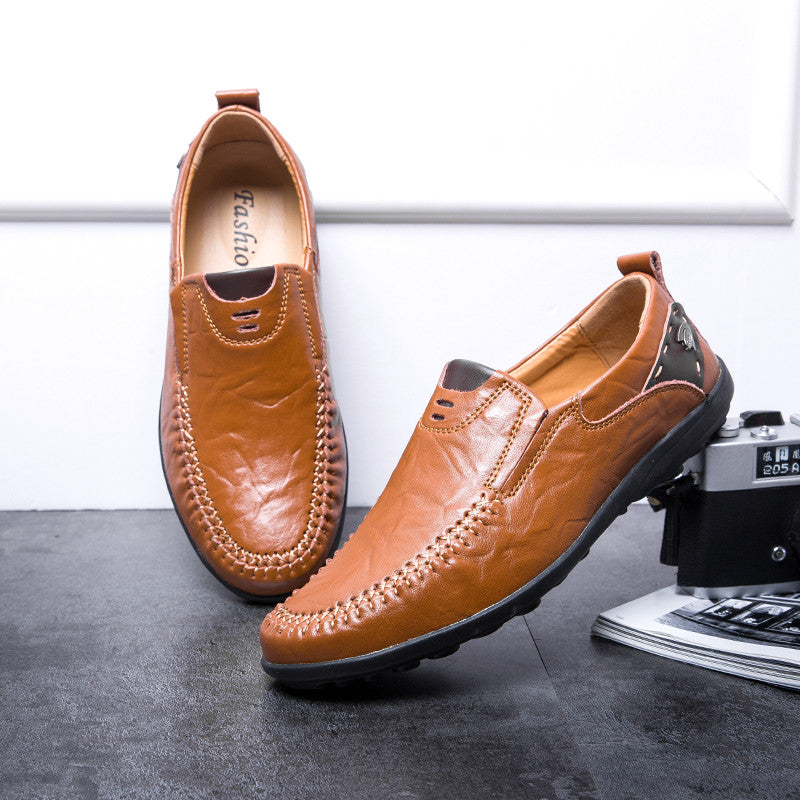 Förfinade bruna loafers i syntetiskt läder för herr