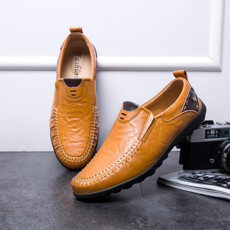 Förfinade kamelfärgade loafers i syntetiskt läder för herr