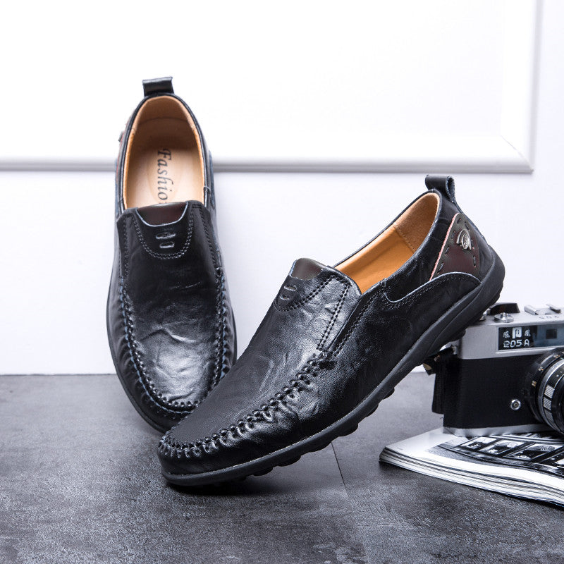 Förfinade svarta loafers i syntetiskt läder för herr