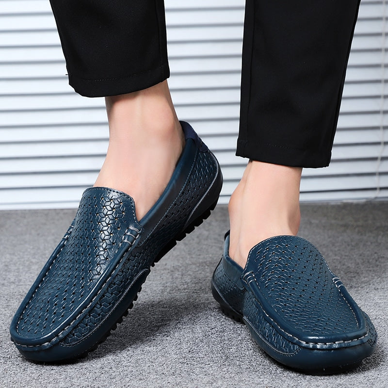 loafer i blått läder