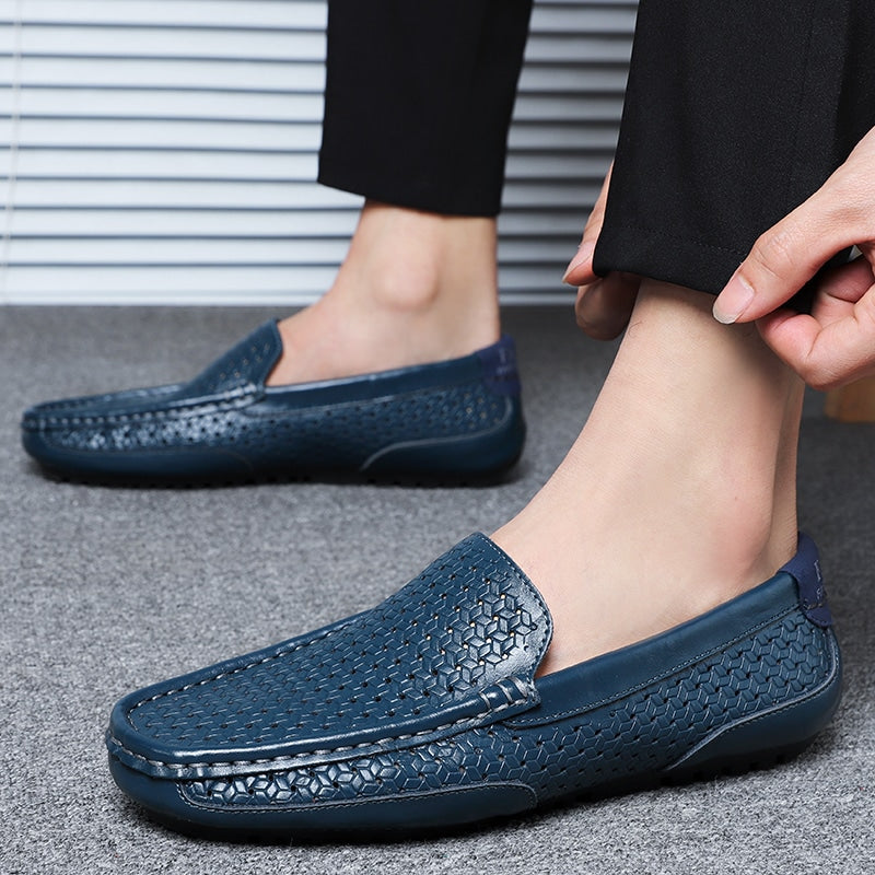 loafer i blått läder