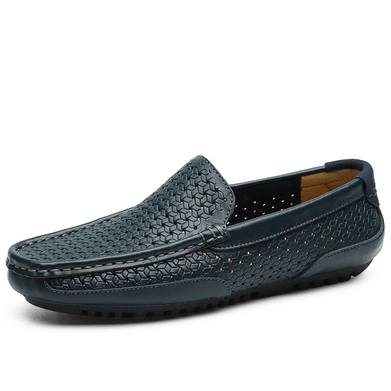 Blå sommarloafers i syntetläder för män