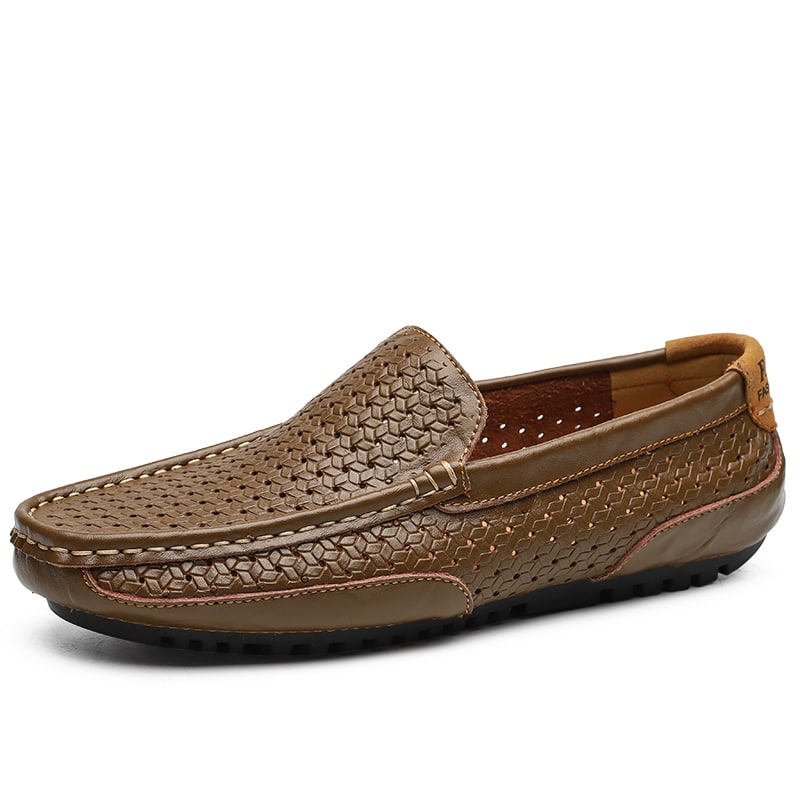 Bruna sommarloafers i syntetläder för män