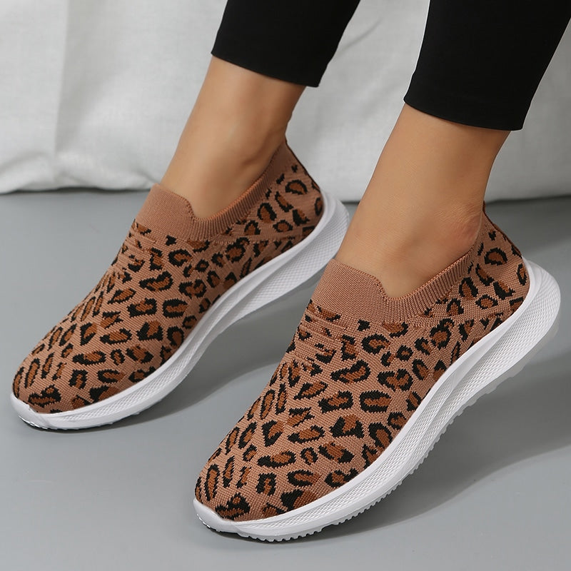 Sportloafers i leopardmönstrad mesh för kvinnor, bild 3 av 6