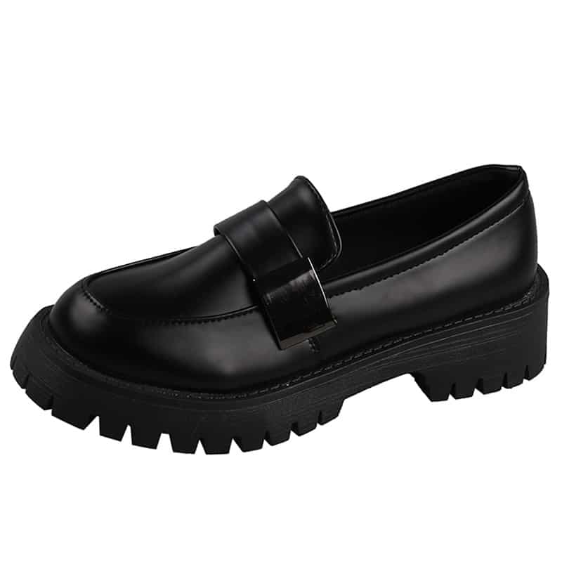 Svarta loafers i brittisk stil med platå för kvinnor, bild 3 av 6