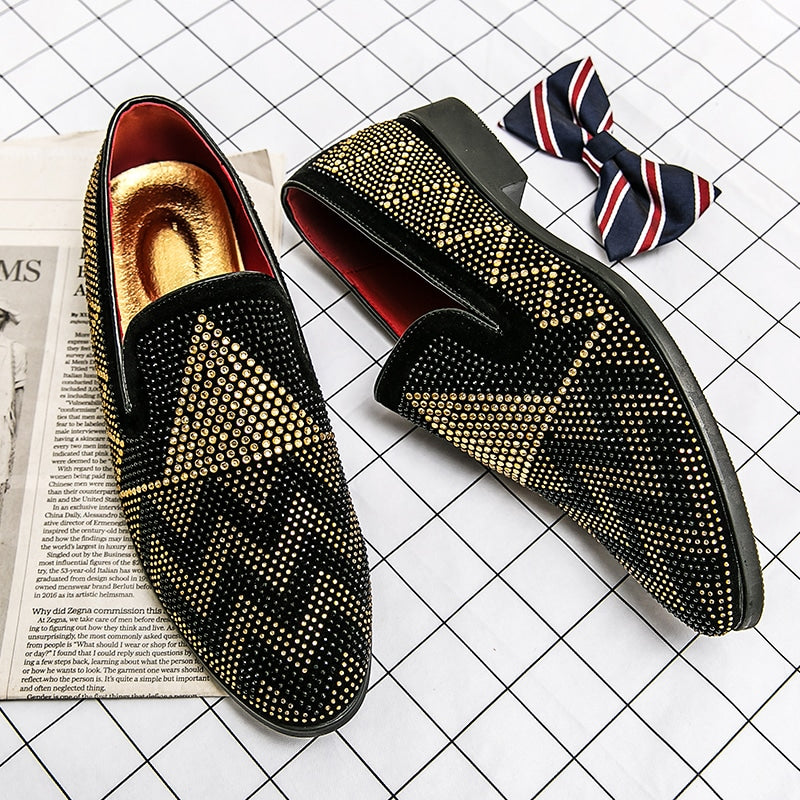 Svarta loafers med guldstrass för herrar, bild 2 av 9