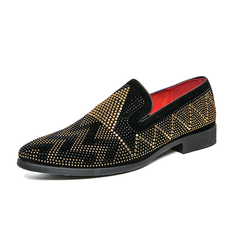Svarta loafers med guldstrass för herrar, bild 9 av 9