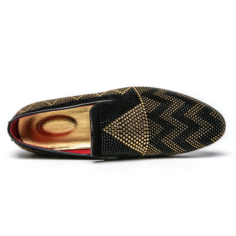Svarta loafers med guldstrass för herrar, bild 8 av 9