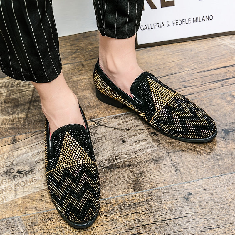 Svarta loafers med guldstrass för herrar, bild 7 av 9