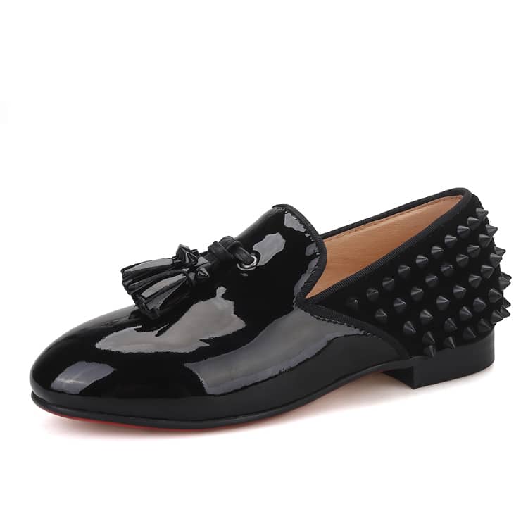 Svarta lackloafers för herrar med nitar, bild 4 av 6
