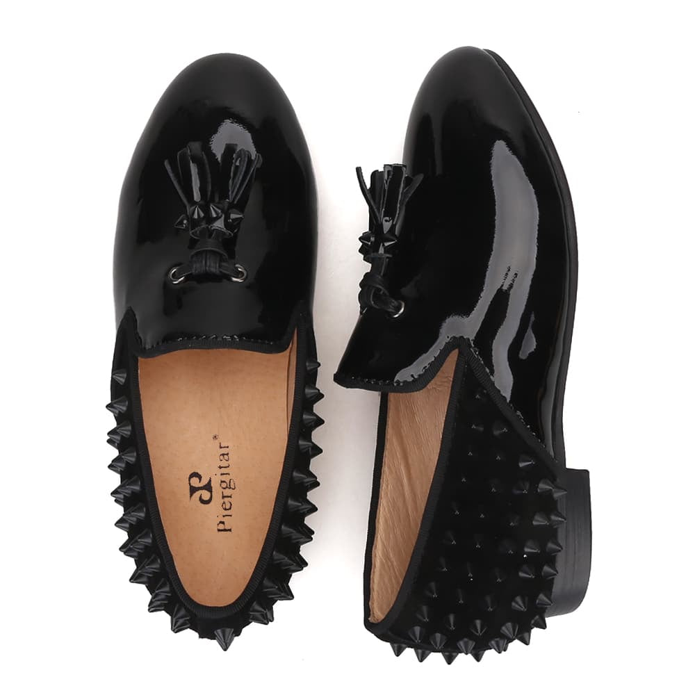 Svarta lackloafers för herrar med nitar, bild 6 av 6