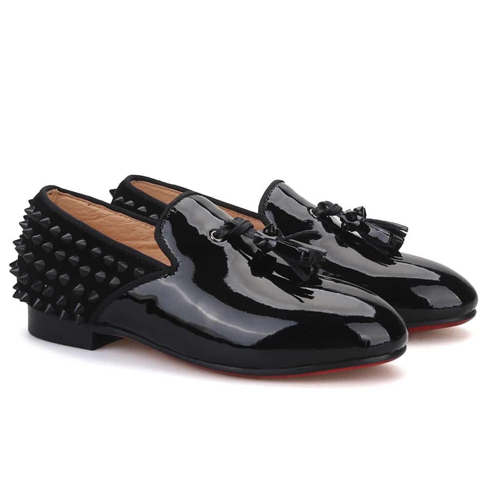Svarta lackloafers för herrar med nitar, bild 5 av 6