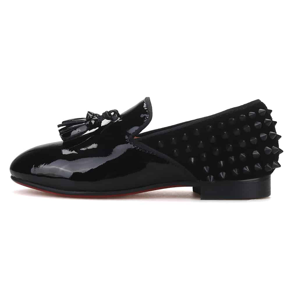 Svarta lackloafers för herrar med nitar, bild 2 av 6