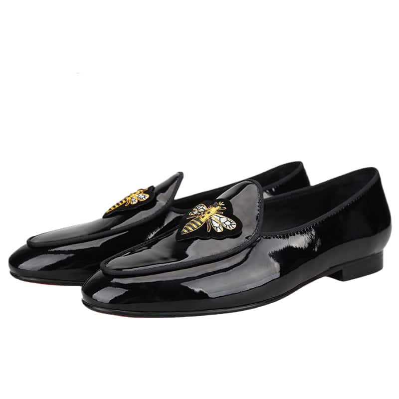 Svarta lackade loafers för herrar med bistämpel, bild 3 av 6