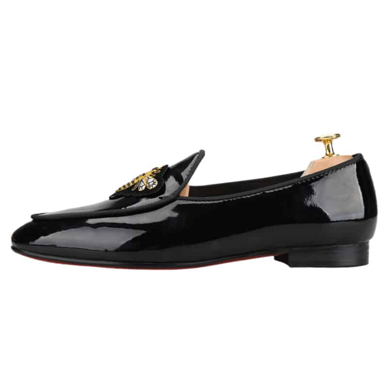 Svarta lackade loafers för herrar med bistämpel, bild 2 av 6