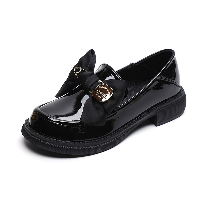 Svarta loafers i brittisk stil med fluga för kvinnor, bild 2 av 4