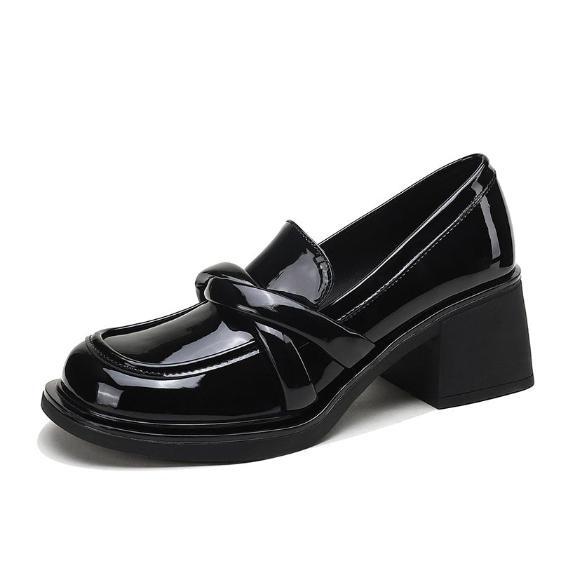Svarta loafers med klackblock för kvinnor, bild 2 av 3