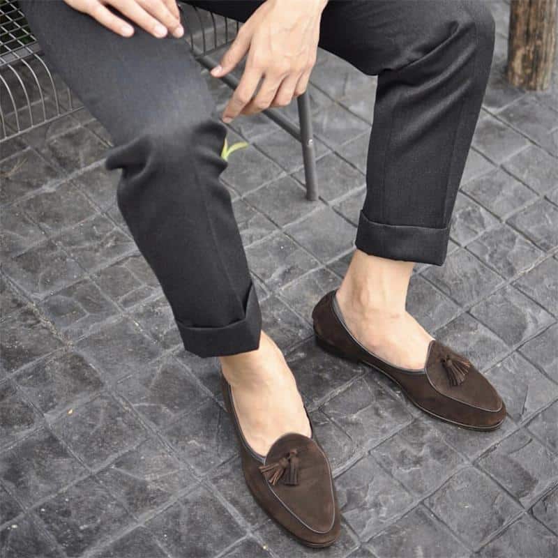 Loafers med tofsar i äkta mocka för herrar, bild 5 av 10