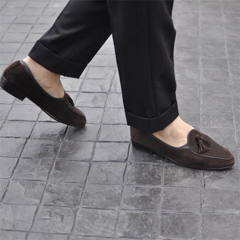 Loafers med tofsar i äkta mocka för herrar, bild 6 av 10